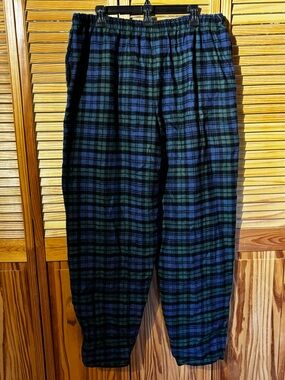 Men's Blue & Green Plaid Elastic Waist Joggers